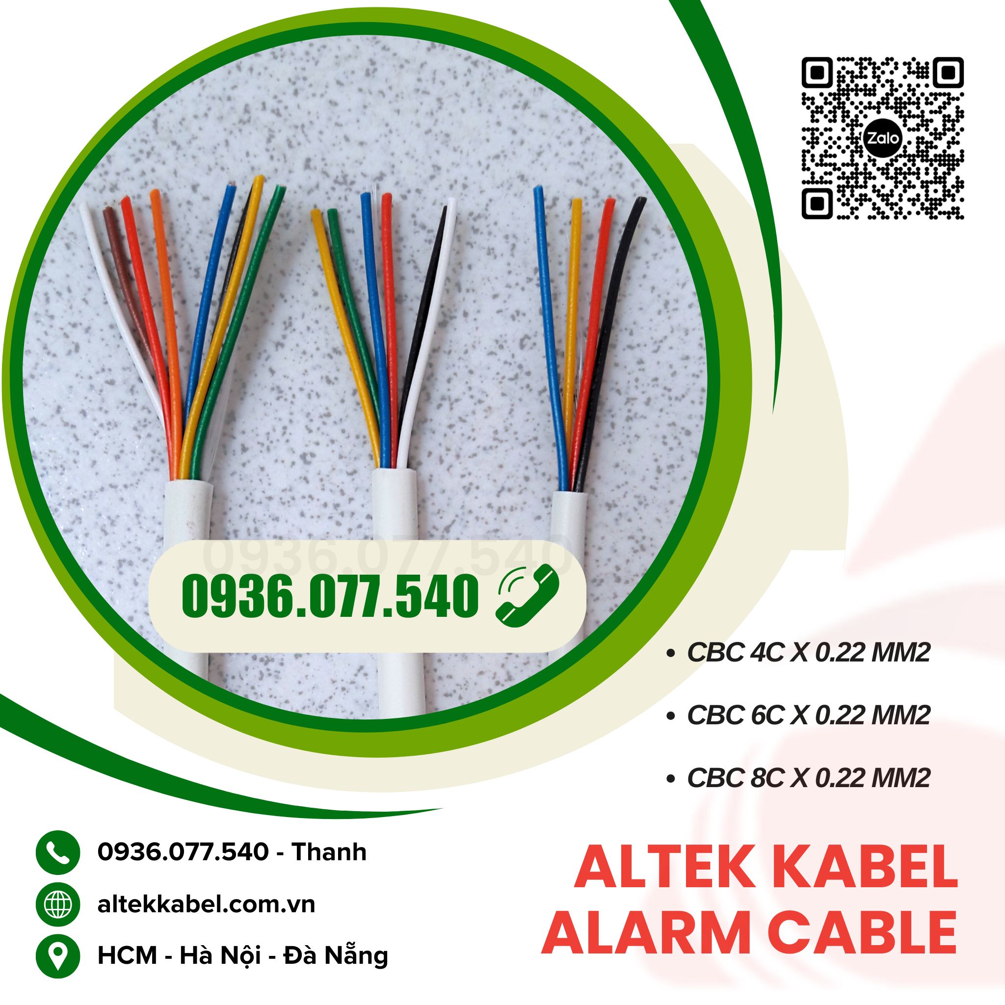 C&aacute;p t&iacute;n hiệu, c&aacute;p b&aacute;o ch&aacute;y 0.22 mm2, kh&ocirc;ng chống nhiễu Cu/PVC/PVC