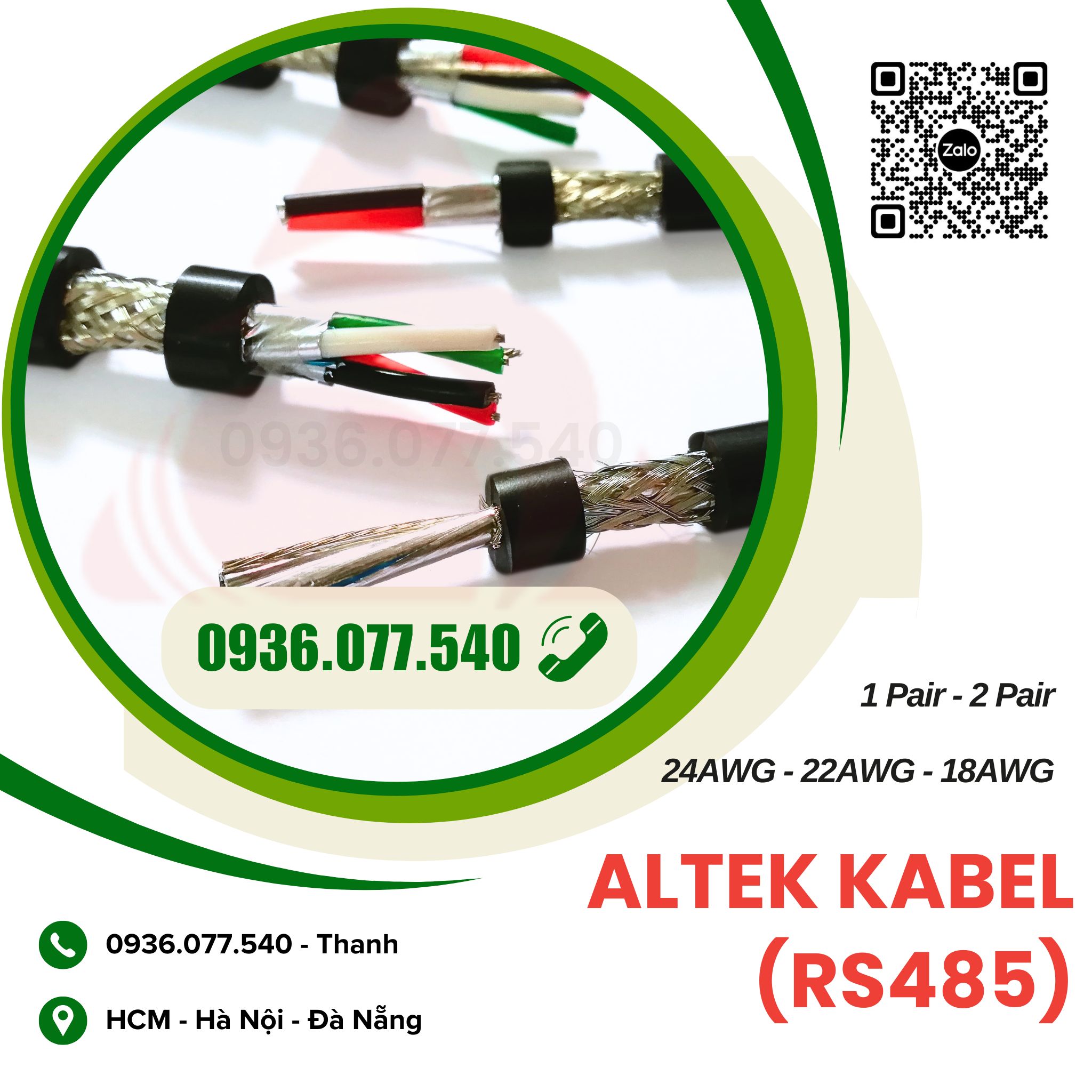 Cáp tín hiệu vặn xoắn chống nhiễu RS485 1 Pair 18AWG