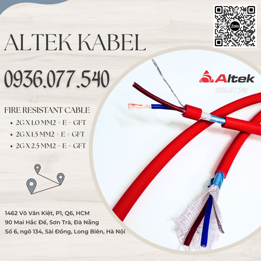 C&aacute;p chống ch&aacute;y chống nhiễu 2 x 1.0 mm2 + E + GFT - fire resistant cable