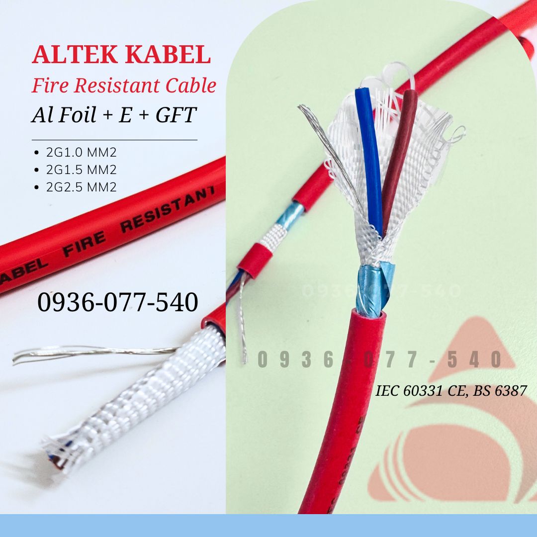 C&aacute;p chống ch&aacute;y chống nhiễu 2 x 2.5 mm2 - Altek Kabel - Fire resistant cable, IEC 60331 CE