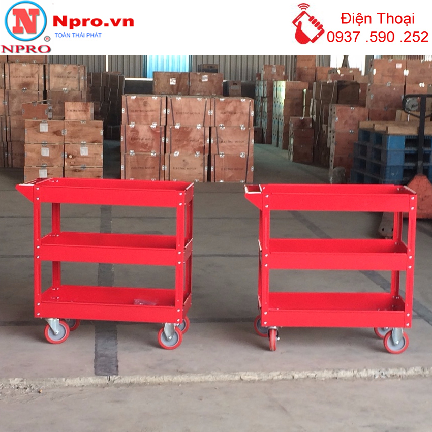 Xe đẩy dụng cụ 3 ngăn