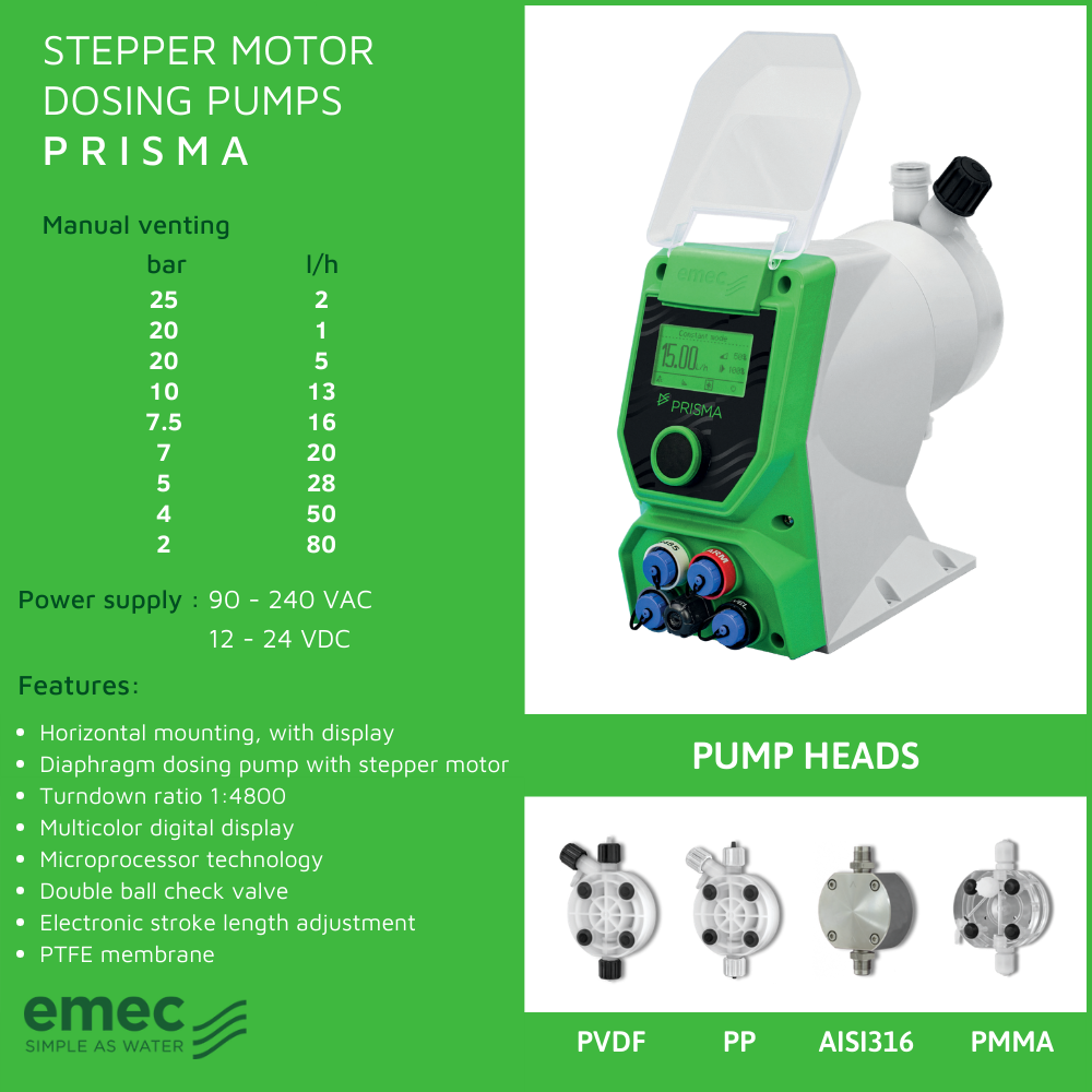 Bơm Định Lượng Emec Dòng PRISMA - Sử dụng Stepper Motor