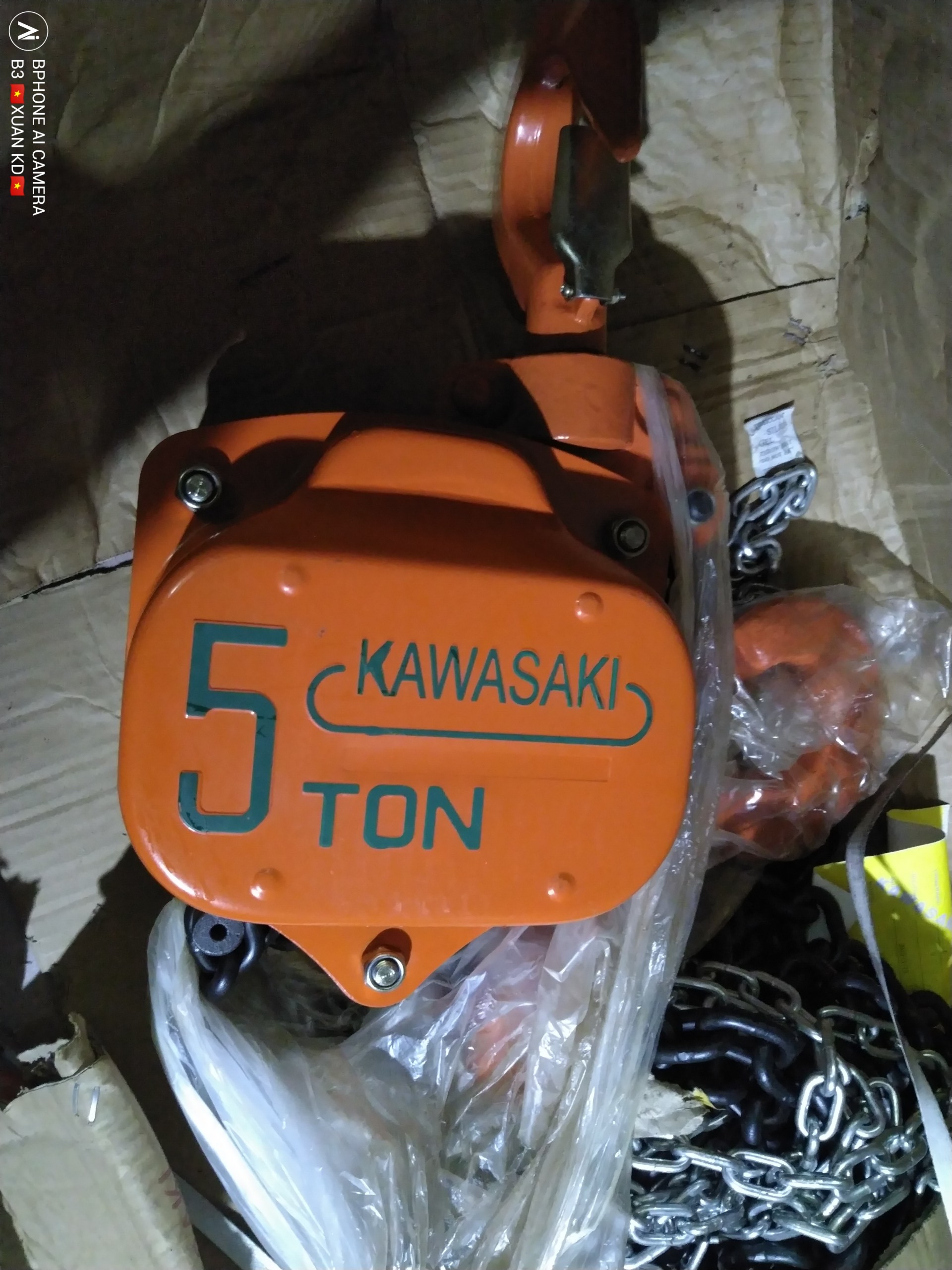 Pa lăng x&iacute;ch k&eacute;o tay 5 tấn Kawasaki gi&aacute; tốt nhất, pa lăng k&eacute;o tay 5 tấn 