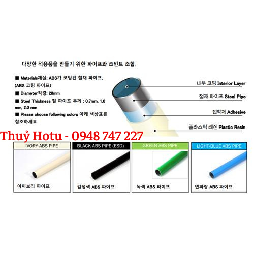Ống thép bọc nhựa phi 27~28 dùng cho lắp khung kệ, bàn, xà đu đa năng, bàn thao tác... (1 cây 4 mét)