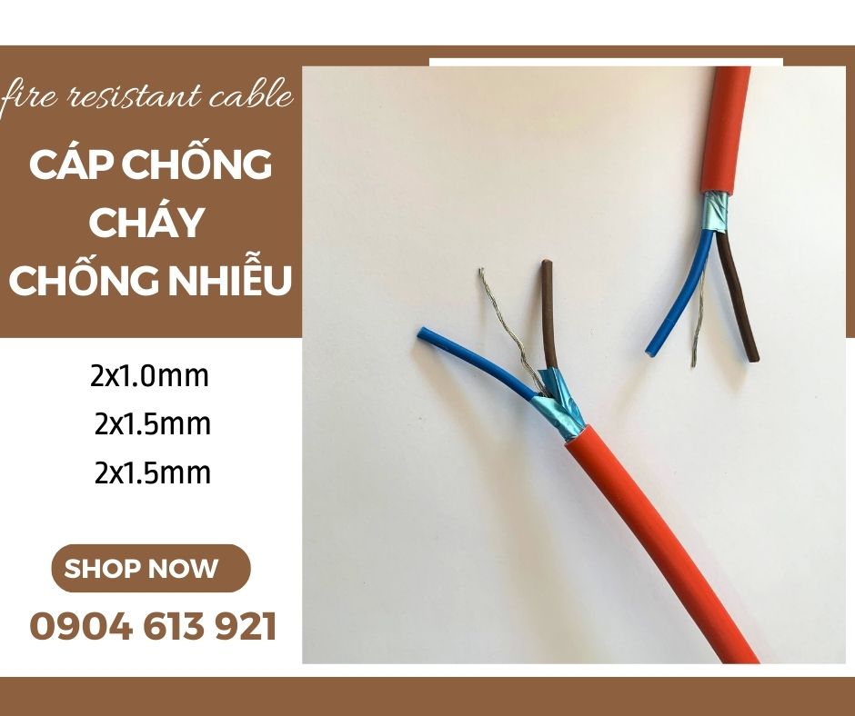 Dây cáp tín hiệu báo cháy chống cháy chống nhiễu 2x1.0mm/2x1.5mm/2x1.5mm 