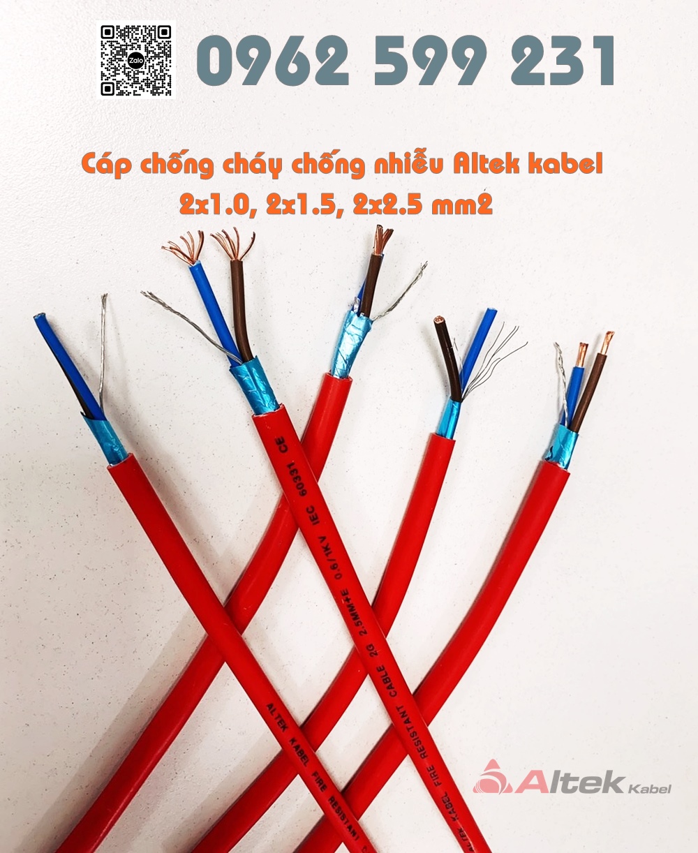 Cáp chống cháy 2x1.0, 2x1.5, 2x2.5 mm2 / Cáp tín hiệu giá sỉ
