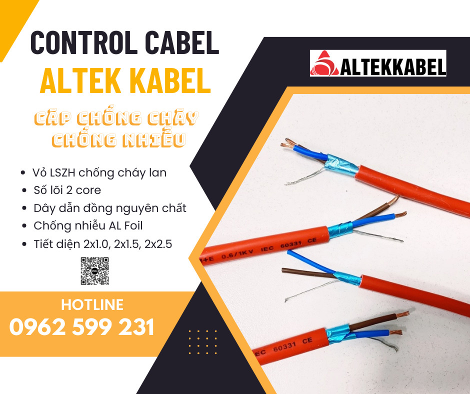 Cáp chống cháy 2x1.0, 2x1.5, 2x2.5 mm2 / Cáp tín hiệu giá sỉ