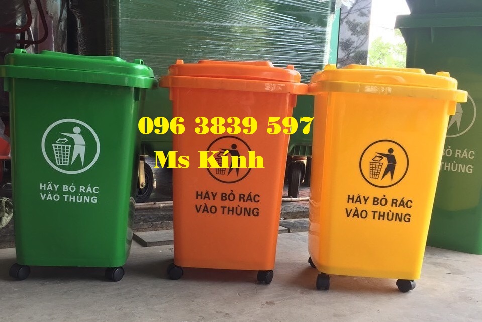 Th&ugrave;ng r&aacute;c nhựa 60 l&iacute;t nắp k&iacute;n c&oacute; b&aacute;nh xe