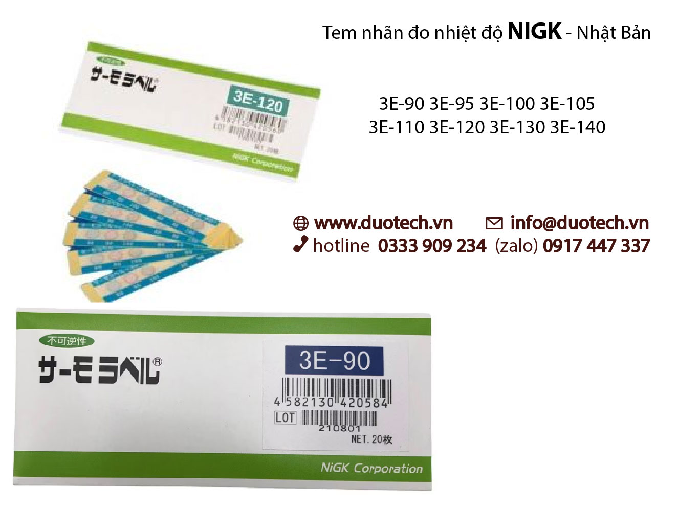 Tem nhãn đo cảnh báo nhiệt độ cao Nigk hay còn gọi Giấy miếng dán hiển thị, Thẻ báo giám sát nhiệt độ NiGK 3E 3E-40 3E-45 3E-50 3E-55 3E-60 3E-65 3E-70 3E-75 3E-80 3E-90 3E-95 3E-100 3E-105 3E-110 3E-120 3E-130 3E-140 3E-150 3E-160 3E-170 3E-180 3E-190 3E-200 3E-210 3E-220 3E-230
