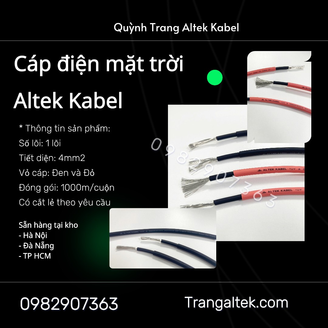 Cáp Solar 4mm Altek Kabel – Chuyên dùng cho hệ thống điện mặt trời