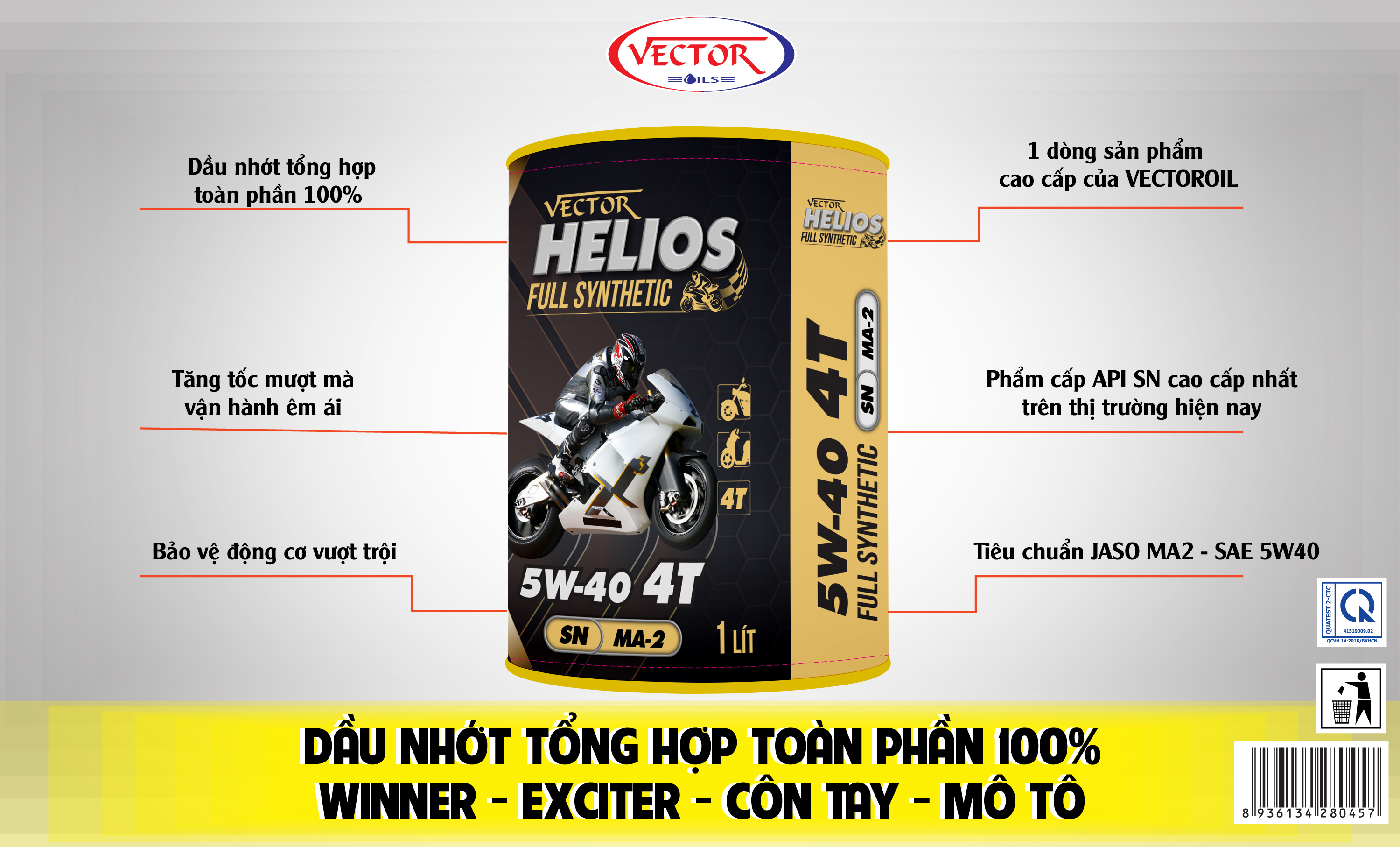 DẦU ĐỘNG CƠ 4T VECTOR HELIOS Full Synthetic 5W40