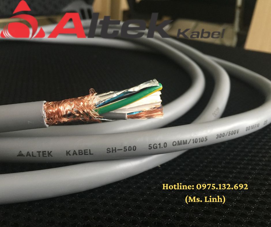 C&aacute;p điều khiển 5 l&otilde;i c&oacute; lưới chống nhiễu Altek Kabel