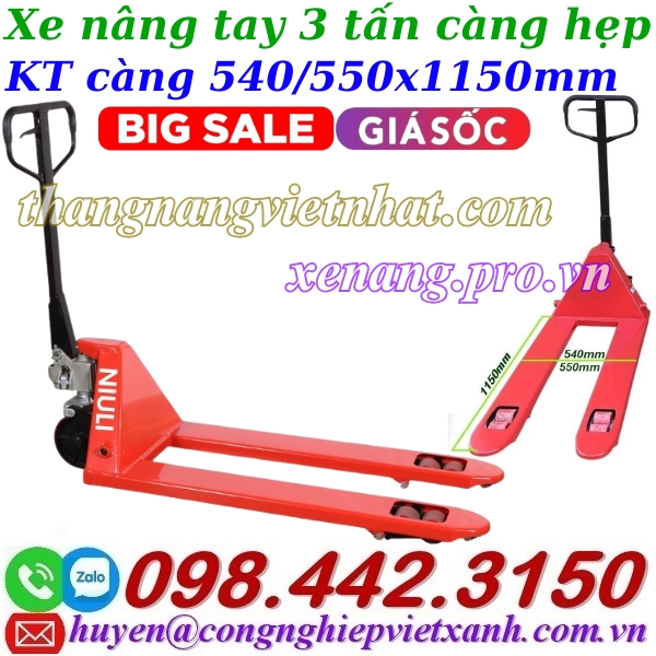 Xe n&acirc;ng tay 3 tấn c&agrave;ng hẹp AC30S &ndash; NIULI