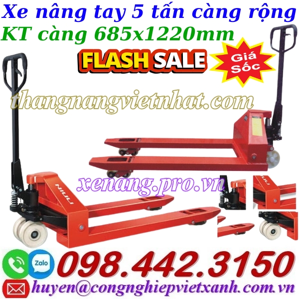 Xe n&acirc;ng tay 5 tấn c&agrave;ng rộng AC50M - NIULI