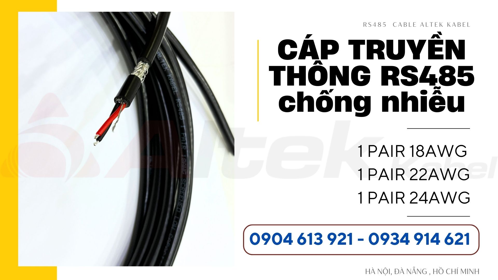 C&aacute;p t&iacute;n hiệu truyền th&ocirc;ng RS485 AWG18/20/22 Altek Kabel ch&iacute;nh h&atilde;ng tại H&agrave; Nội, Đ&agrave; Nẵng, HCM