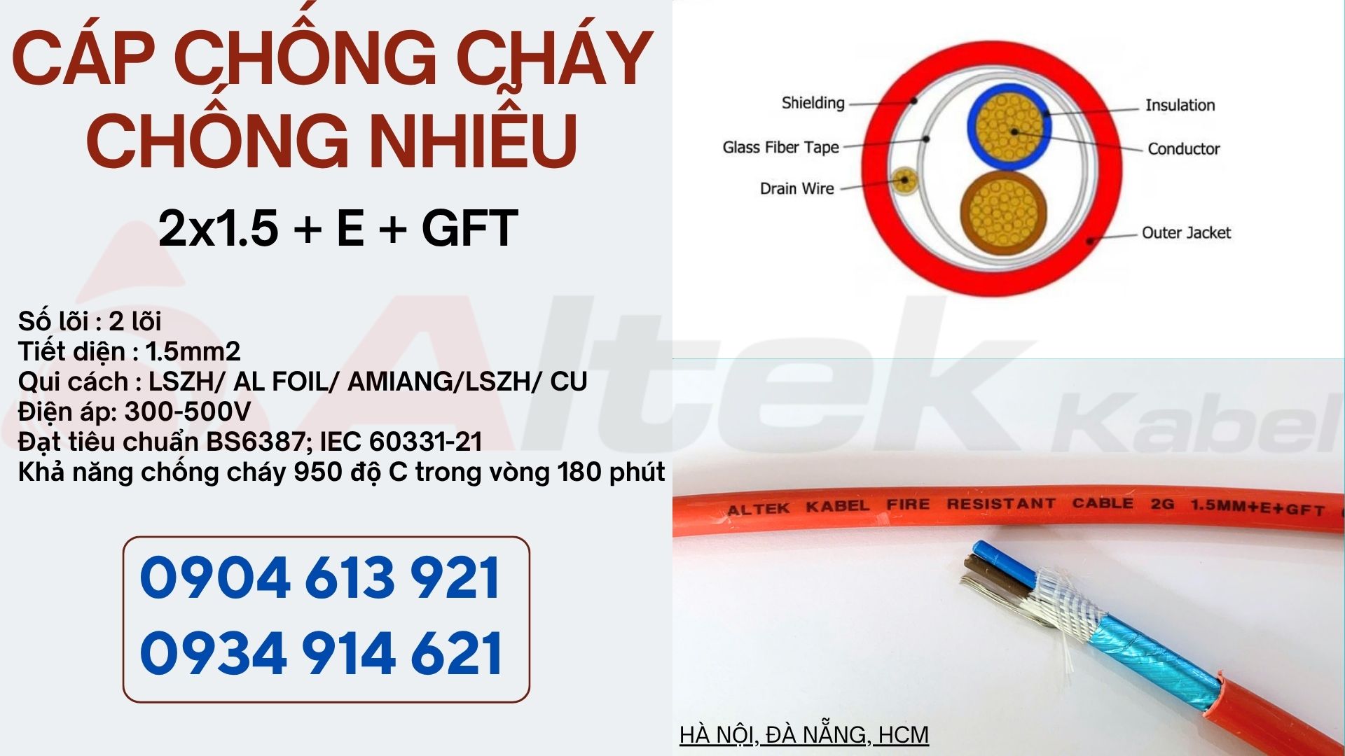 Cáp chống cháy chống nhiễu Altek Kabel 2x0.75/2x1.0/2x1.5/2x2.5 - sẵn kho Hà Nội, Đà Nẵng, Hà Nội (Copy 7)