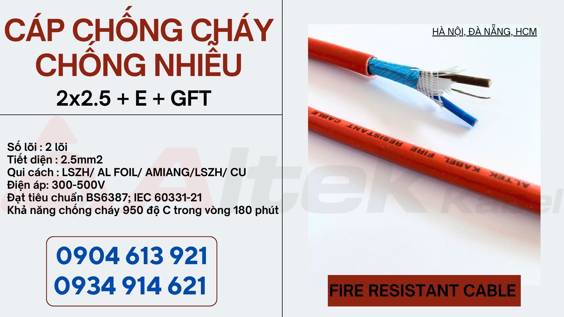 Cáp chống cháy chống nhiễu Altek Kabel 2x0.75/2x1.0/2x1.5/2x2.5 - sẵn kho Hà Nội, Đà Nẵng, Hà Nội (Copy 7)