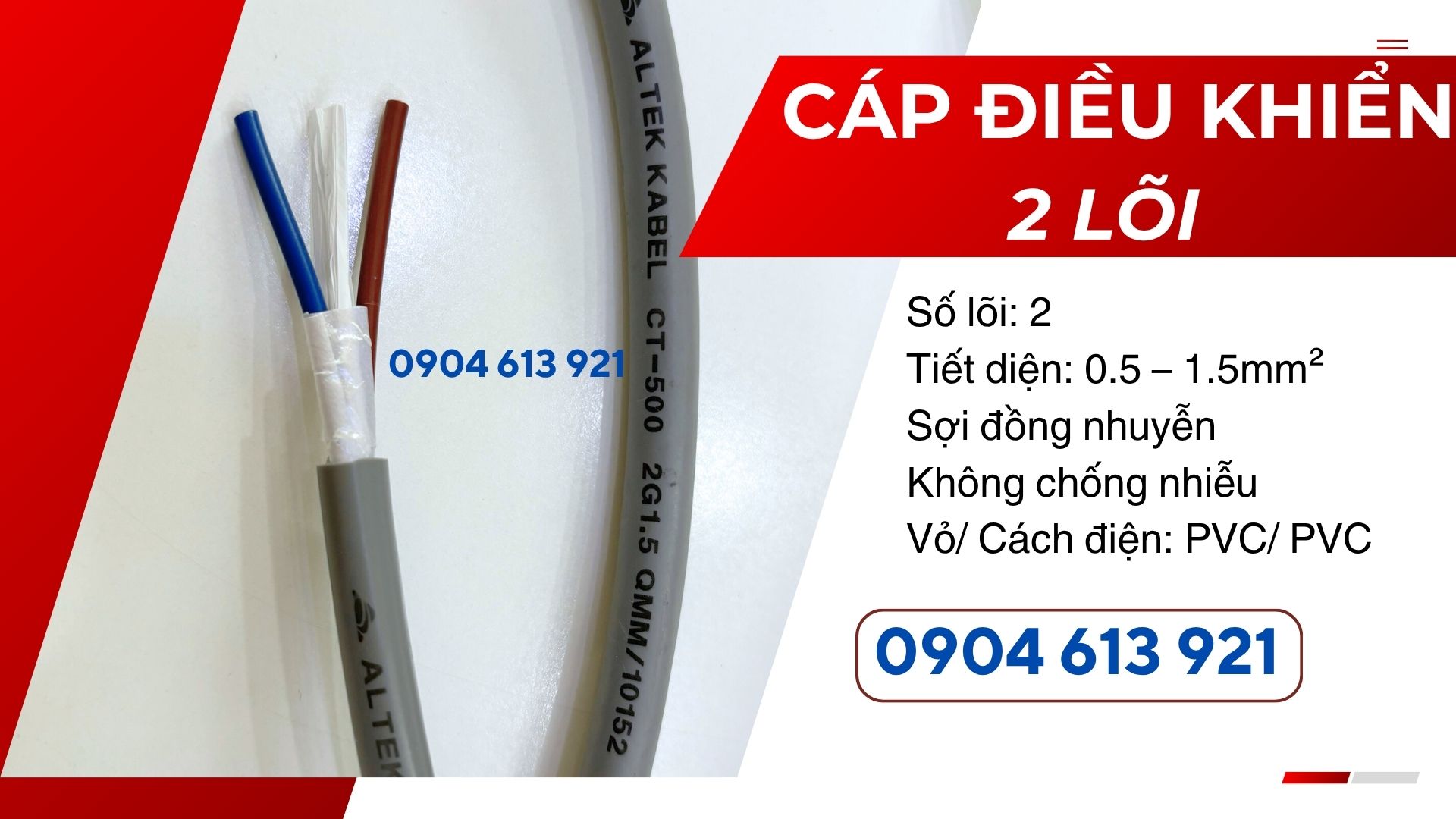 Cáp điều khiển 2 lõi Altek Kabel 2x0.5/2x0.75/2x1.0/2x1.5 chính hãng  (Copy 6)