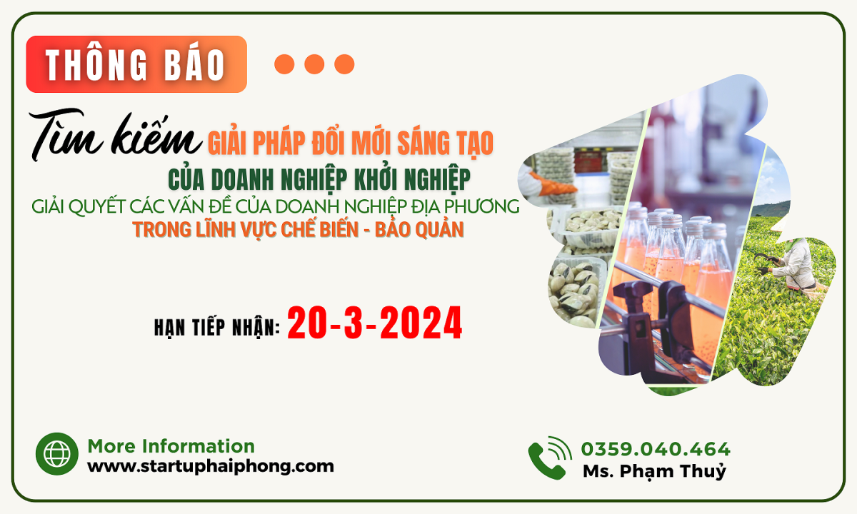 Tìm kiếm giải pháp ĐMST của doanh nghiệp khởi nghiệp giải quyết bài toán của doanh nghiệp địa phương lĩnh vực chế biến – bảo quản