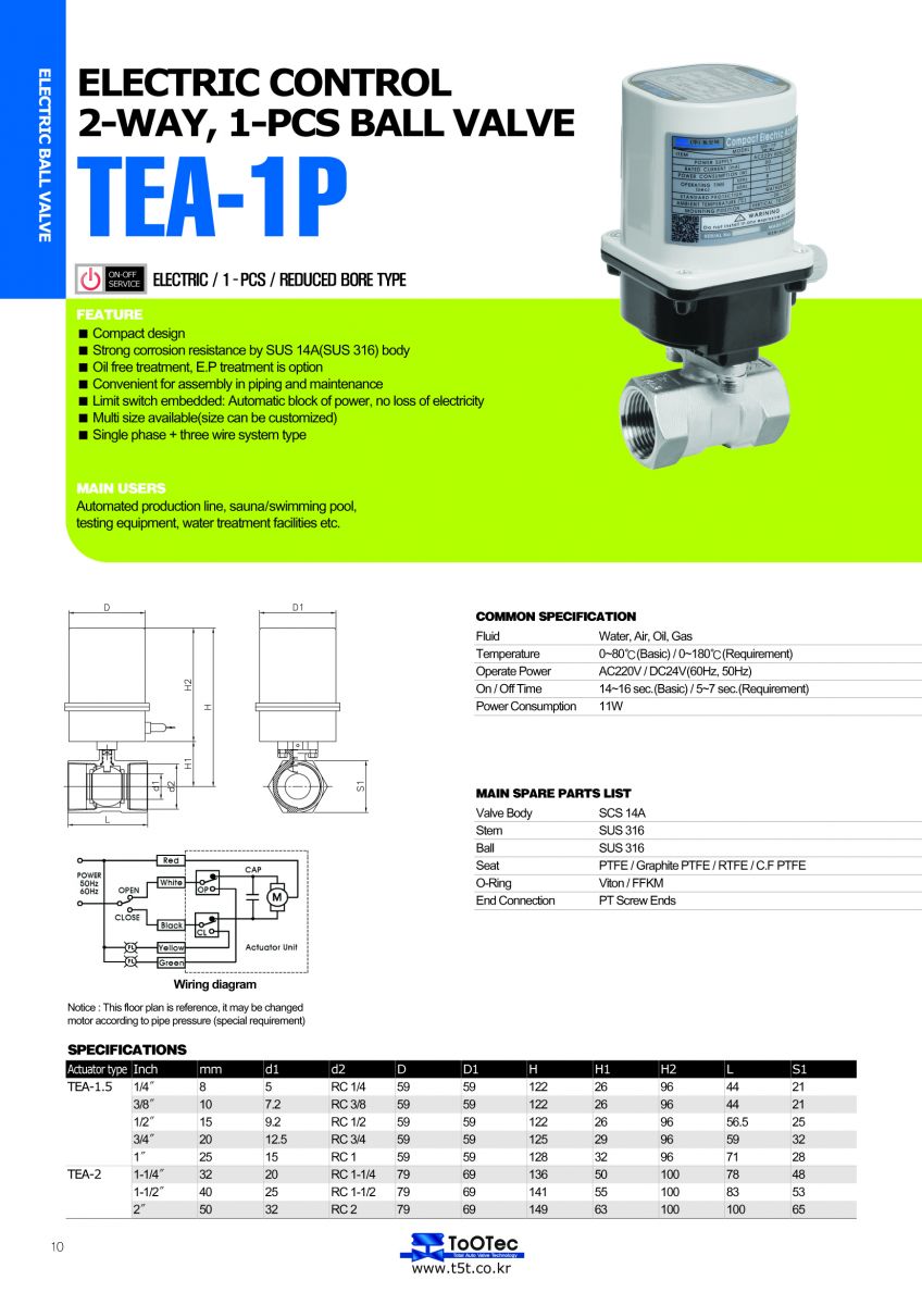 Van tự động điều khiển điện, khí nén TOOTEC từ Hàn Quốc