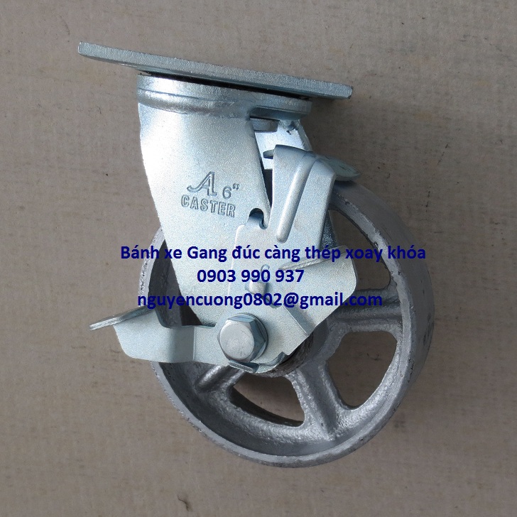 B&aacute;nh xe gang đ&uacute;c c&agrave;ng th&eacute;p xoay c&oacute; kh&oacute;a b&aacute;nh caster