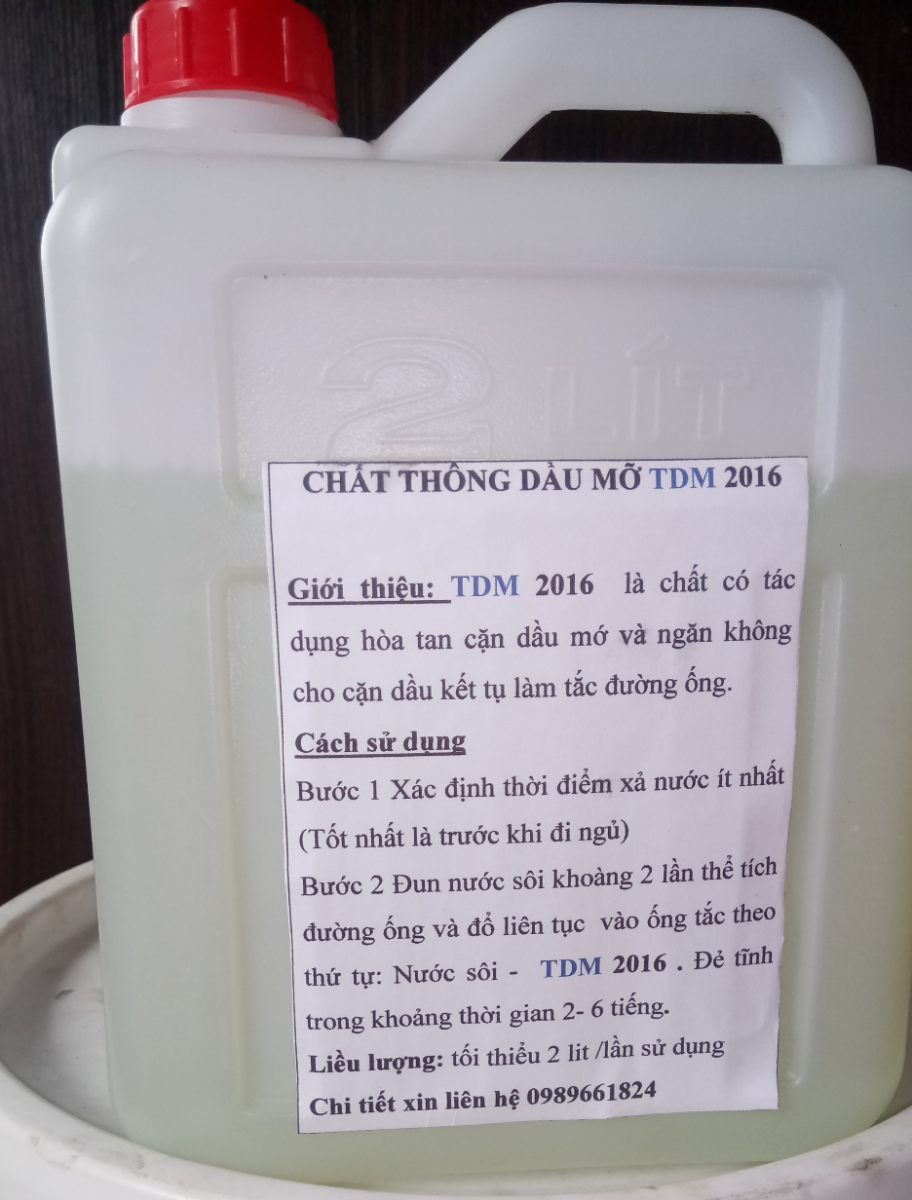 TDM 2016 chất thông tắc cặn dầu mỡ trong hệ thống ống thoát nước