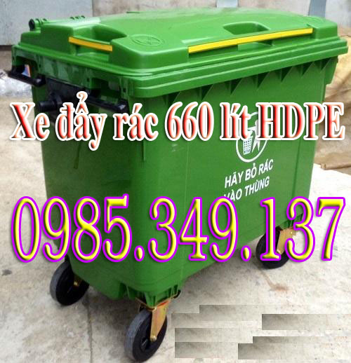 Xe đẩy r&aacute;c 660 l&iacute;t Composite, HDPE