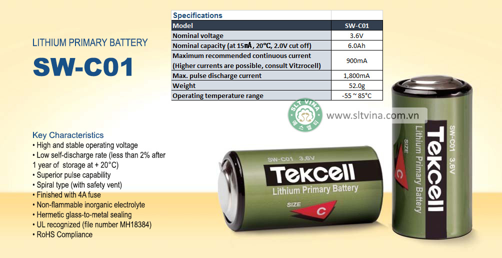 Pin Tekcell nuôi nguồn – Tekcell Lithium Primary Battery