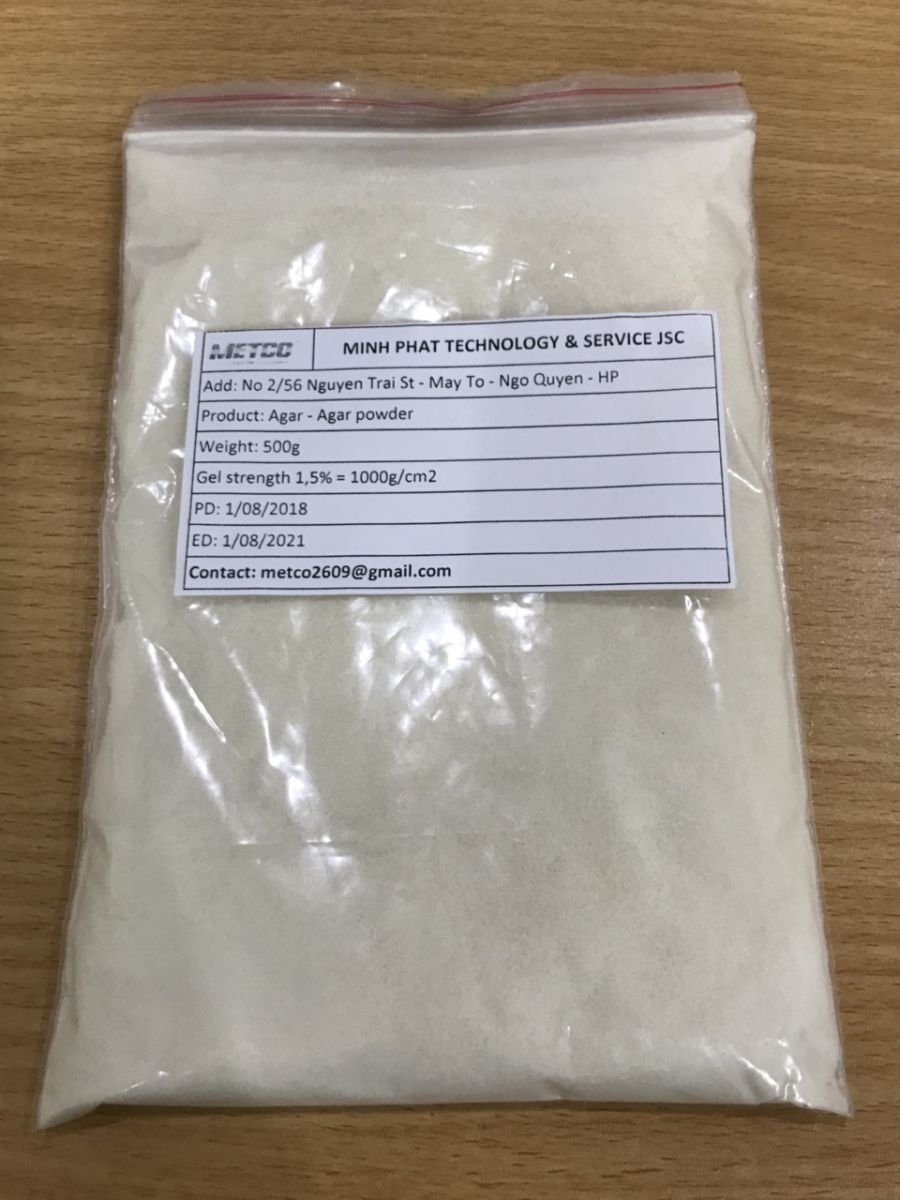 Bột rong câu - Agar powder (Sức đông 1000g/cm2)