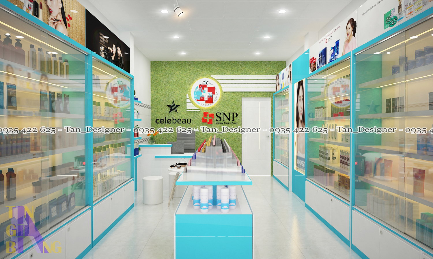 Thiết kế và thi công shop mỹ phẩm Phương