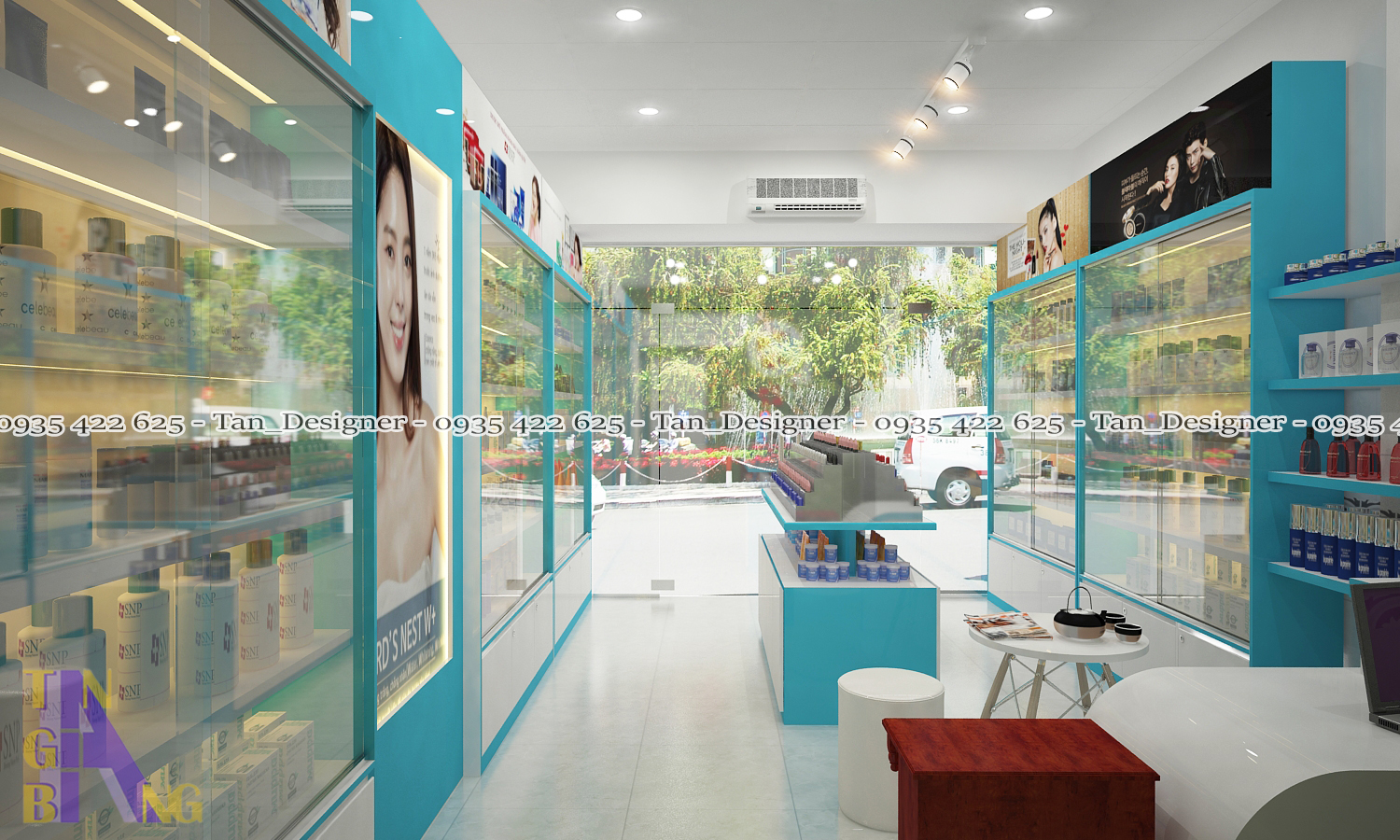 Thiết kế và thi công shop mỹ phẩm Phương