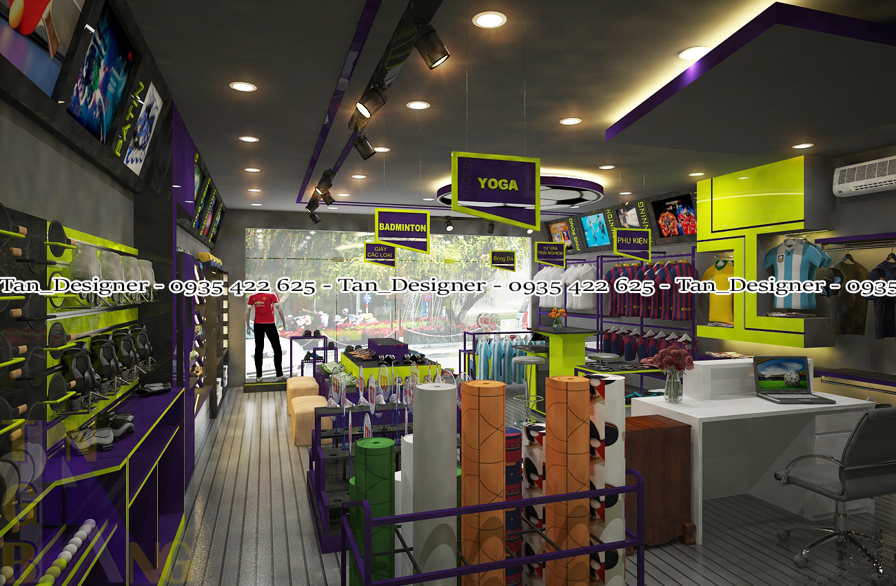 Thiết kế thi công shop dụng cụ thể thao YOUSPORT