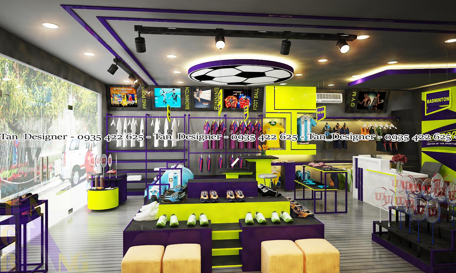 Thiết kế thi công shop dụng cụ thể thao YOUSPORT