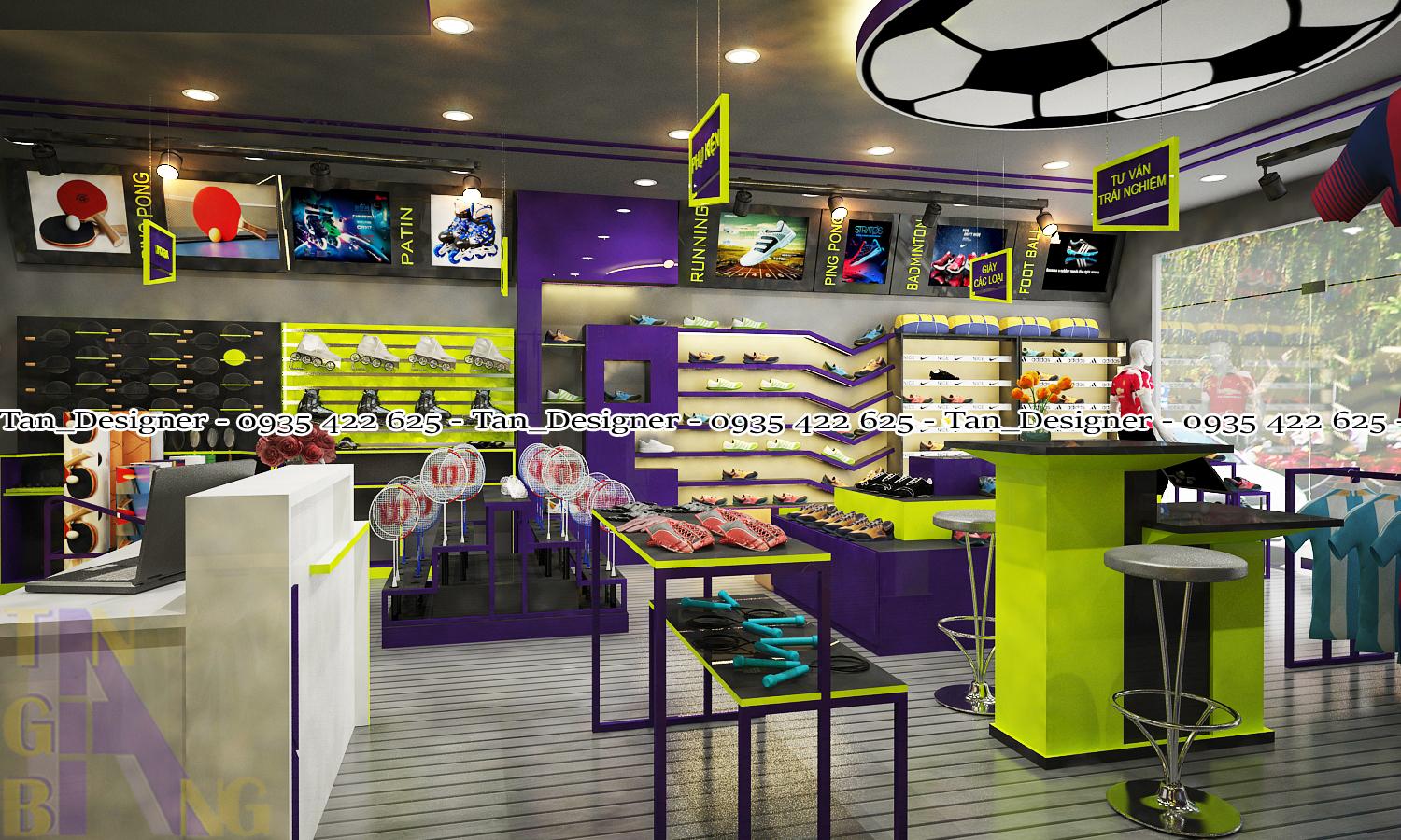 Thiết kế thi công shop dụng cụ thể thao YOUSPORT