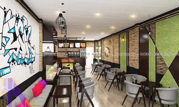 Hình ảnh thiết kế quán trà sữa Kiba - Tân Gia Bang Decor