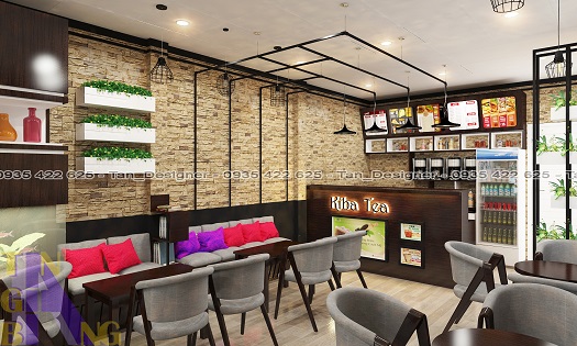 Hình ảnh thiết kế quán trà sữa Kiba - Tân Gia Bang Decor