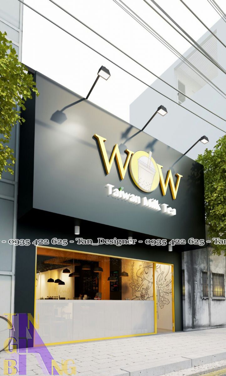 Hình ảnh thiết kế quán trà sữa Wow ở Bạc Liêu - Tân Gia Bang Decor