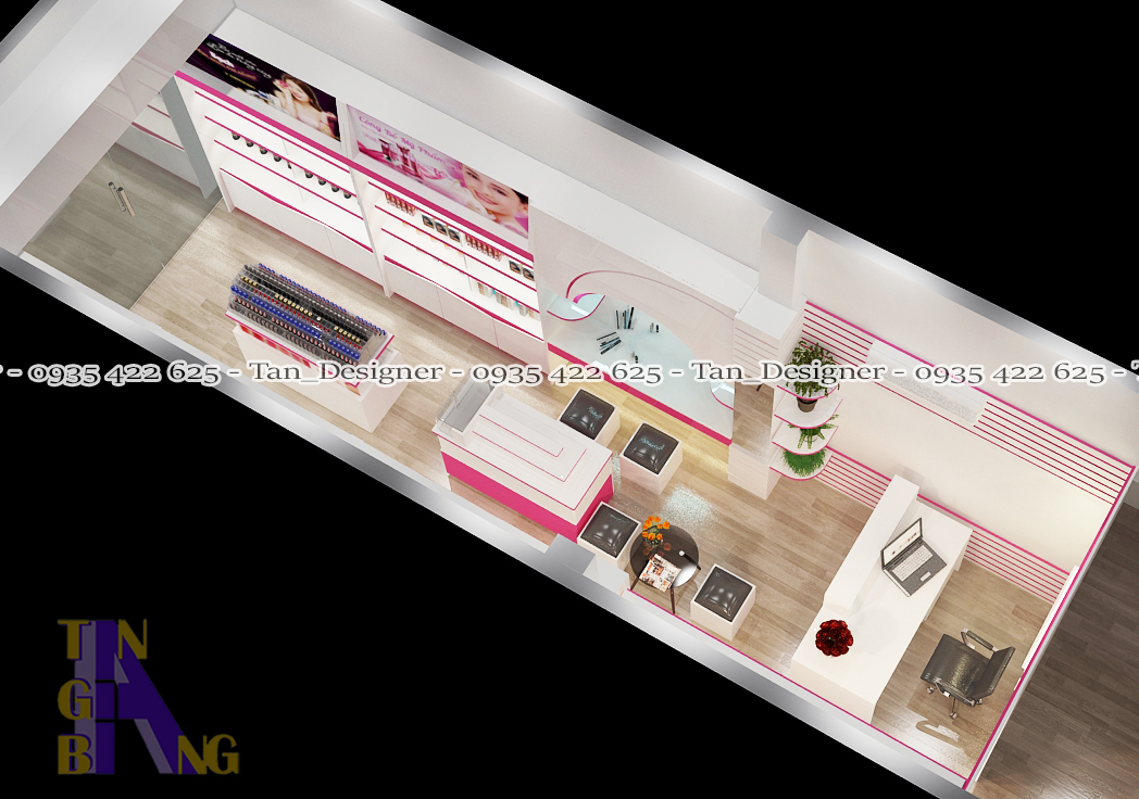 Thiết kế, thi công nội thất shop mỹ phẩm HANA1