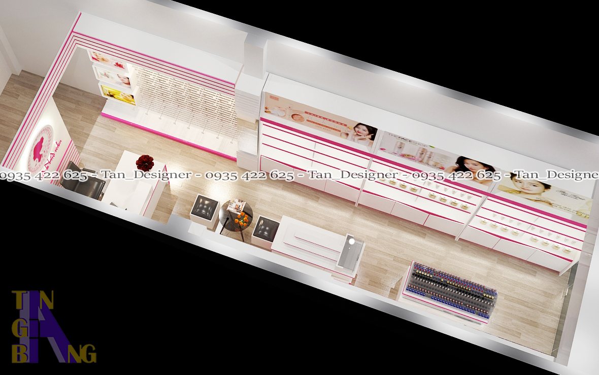 Thiết kế, thi công nội thất shop mỹ phẩm HANA1