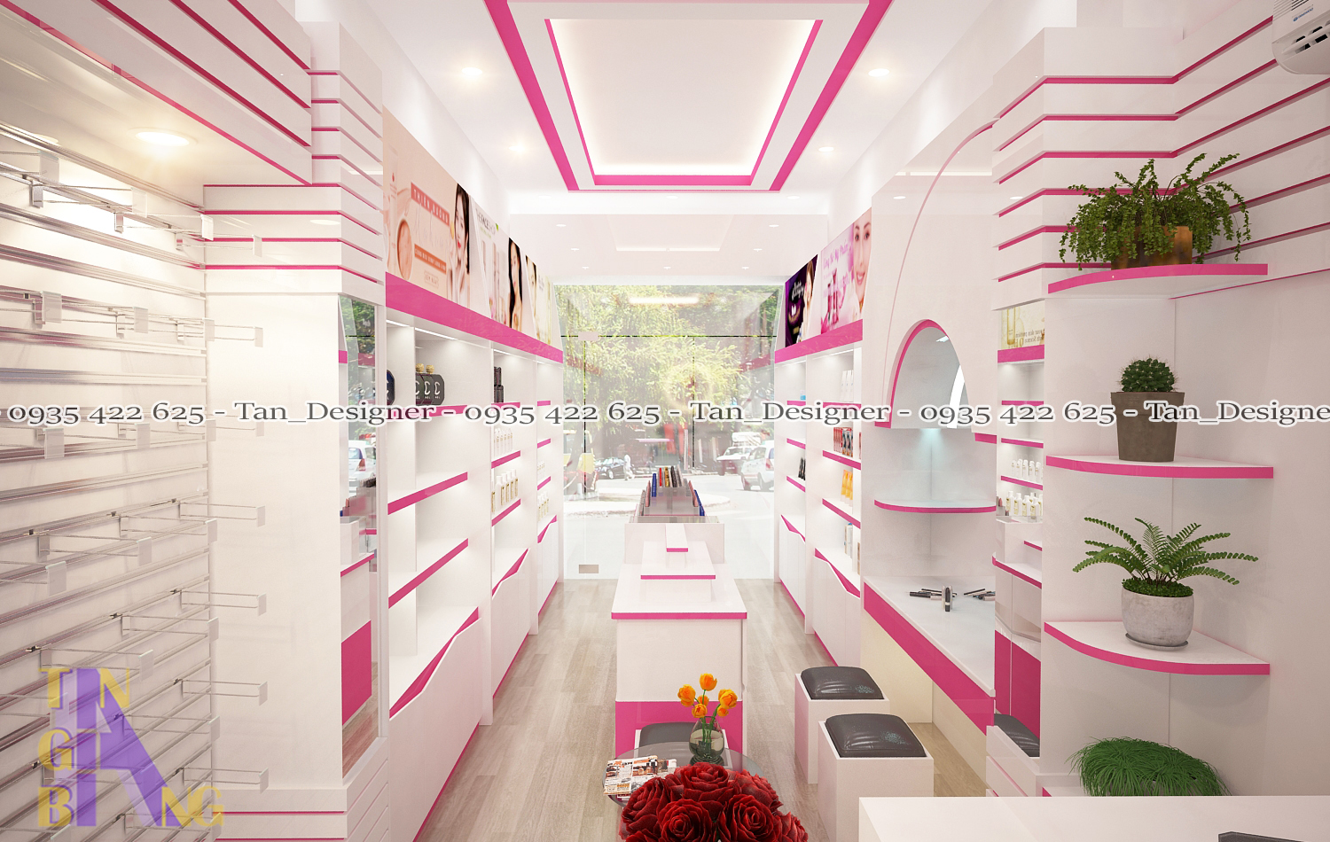 Thiết kế, thi công nội thất shop mỹ phẩm HANA1