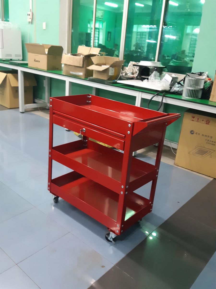 Xe đẩy đựng đồ nghề 3 tầng c&oacute; ngăn k&eacute;o ở tr&ecirc;n
