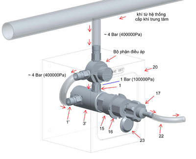 Bộ điều áp có cổng ra ôxy cắm nhanh (đơn)