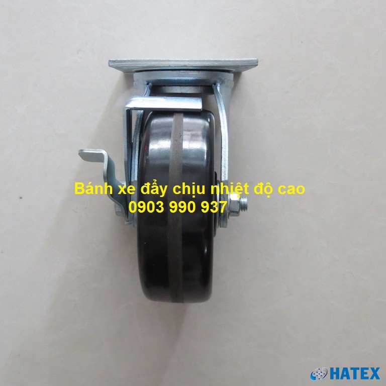 B&aacute;nh xe Phenolic chịu nhiệt độ cao &Oslash;150 c&agrave;ng th&eacute;p xoay kh&oacute;a