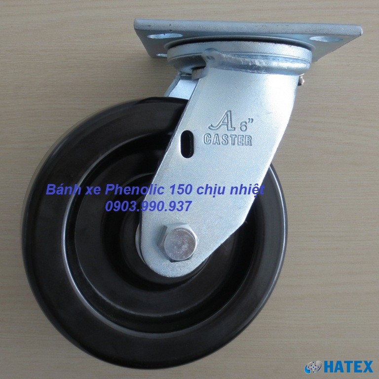 B&aacute;nh xe Phenolic chịu nhiệt độ cao &Oslash;150 c&agrave;ng th&eacute;p xoay kh&oacute;a