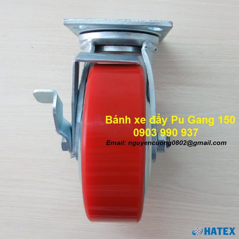 B&aacute;nh xe PU gang 150 c&agrave;ng th&eacute;p cố định A Caster