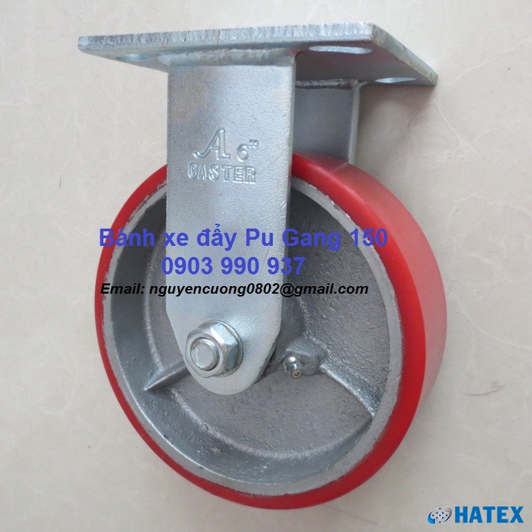 B&aacute;nh xe PU gang 150 c&agrave;ng th&eacute;p cố định A Caster