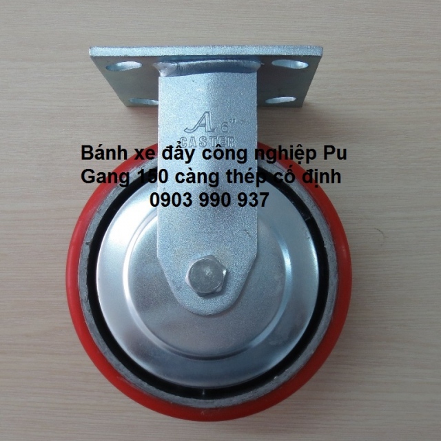 B&aacute;nh xe Pu gang &Oslash;150 C&agrave;ng th&eacute;p xoay kh&oacute;a