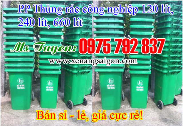 Th&ugrave;ng r&aacute;c c&ocirc;ng nghiệp 120 l&iacute;t nhựa HDPE