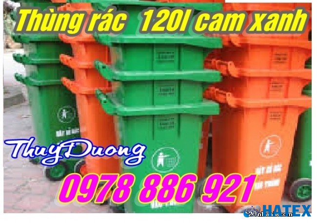 Thùng rác nhựa công nghiệp 120 lít màu xanh